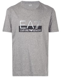 Мужская серая футболка с круглым вырезом с принтом от Ea7 Emporio Armani