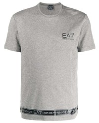 Мужская серая футболка с круглым вырезом с принтом от Ea7 Emporio Armani