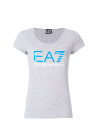 Женская серая футболка с круглым вырезом с принтом от Ea7 Emporio Armani