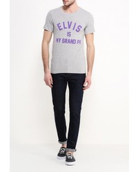 Мужская серая футболка с круглым вырезом с принтом от Eleven Paris