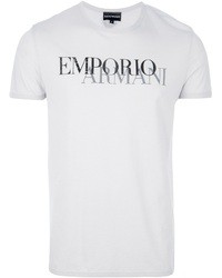 Мужская серая футболка с круглым вырезом с принтом от Emporio Armani