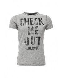 Мужская серая футболка с круглым вырезом с принтом от Energie