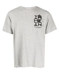 Мужская серая футболка с круглым вырезом с принтом от Engineered Garments