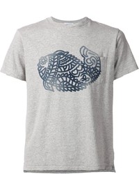 Мужская серая футболка с круглым вырезом с принтом от Engineered Garments