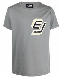 Мужская серая футболка с круглым вырезом с принтом от Enterprise Japan
