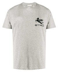 Мужская серая футболка с круглым вырезом с принтом от Etro