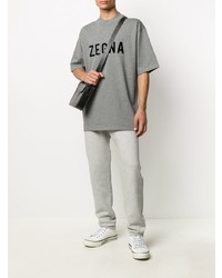 Мужская серая футболка с круглым вырезом с принтом от Ermenegildo Zegna
