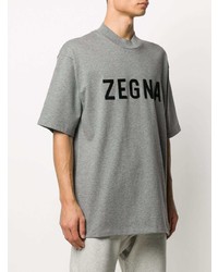Мужская серая футболка с круглым вырезом с принтом от Ermenegildo Zegna