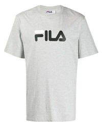 Мужская серая футболка с круглым вырезом с принтом от Fila