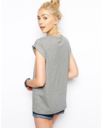 Женская серая футболка с круглым вырезом с принтом от Gar-De
