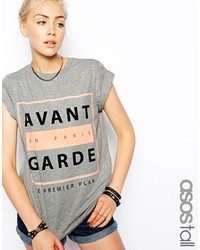 Женская серая футболка с круглым вырезом с принтом от Gar-De