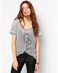 Женская серая футболка с круглым вырезом с принтом от Gestuz