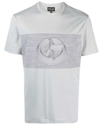 Мужская серая футболка с круглым вырезом с принтом от Giorgio Armani