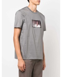 Мужская серая футболка с круглым вырезом с принтом от Limitato