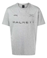 Мужская серая футболка с круглым вырезом с принтом от Hackett