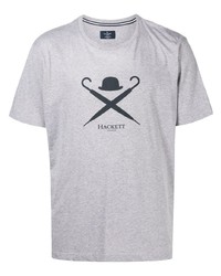 Мужская серая футболка с круглым вырезом с принтом от Hackett