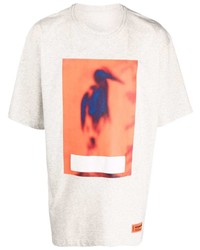 Мужская серая футболка с круглым вырезом с принтом от Heron Preston