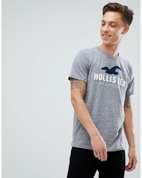 Мужская серая футболка с круглым вырезом с принтом от Hollister