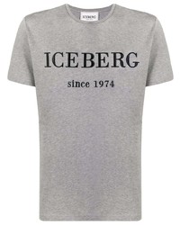 Мужская серая футболка с круглым вырезом с принтом от Iceberg