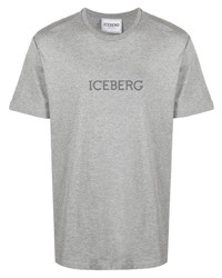 Мужская серая футболка с круглым вырезом с принтом от Iceberg
