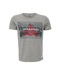 Мужская серая футболка с круглым вырезом с принтом от Jack &amp; Jones