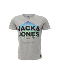 Мужская серая футболка с круглым вырезом с принтом от Jack &amp; Jones