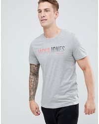 Мужская серая футболка с круглым вырезом с принтом от Jack & Jones
