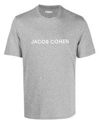 Мужская серая футболка с круглым вырезом с принтом от Jacob Cohen