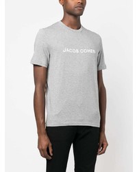 Мужская серая футболка с круглым вырезом с принтом от Jacob Cohen