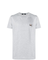 Мужская серая футболка с круглым вырезом с принтом от Karl Lagerfeld