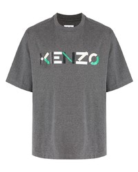 Мужская серая футболка с круглым вырезом с принтом от Kenzo