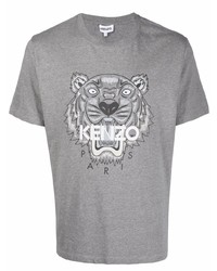 Мужская серая футболка с круглым вырезом с принтом от Kenzo