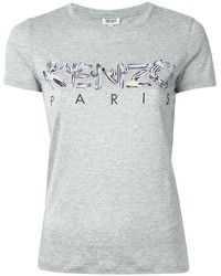Женская серая футболка с круглым вырезом с принтом от Kenzo