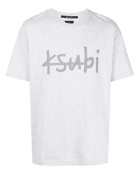 Мужская серая футболка с круглым вырезом с принтом от Ksubi