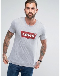 Мужская серая футболка с круглым вырезом с принтом от Levi's