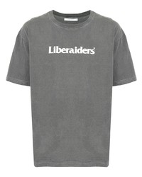 Мужская серая футболка с круглым вырезом с принтом от Liberaiders