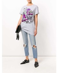 Женская серая футболка с круглым вырезом с принтом от Versace Jeans