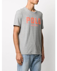 Мужская серая футболка с круглым вырезом с принтом от Polo Ralph Lauren