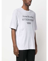 Мужская серая футболка с круглым вырезом с принтом от Acne Studios