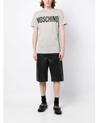 Мужская серая футболка с круглым вырезом с принтом от Moschino