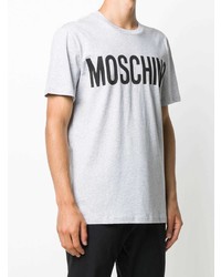 Мужская серая футболка с круглым вырезом с принтом от Moschino