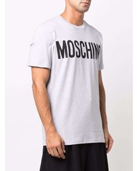 Мужская серая футболка с круглым вырезом с принтом от Moschino