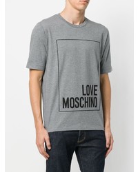 Мужская серая футболка с круглым вырезом с принтом от Love Moschino