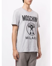 Мужская серая футболка с круглым вырезом с принтом от Moschino