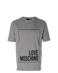 Мужская серая футболка с круглым вырезом с принтом от Love Moschino