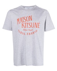 Мужская серая футболка с круглым вырезом с принтом от MAISON KITSUNÉ