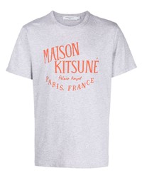 Мужская серая футболка с круглым вырезом с принтом от MAISON KITSUNÉ