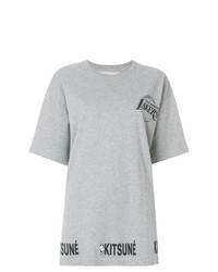 Женская серая футболка с круглым вырезом с принтом от MAISON KITSUNE