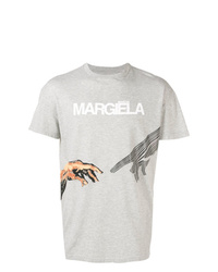 Мужская серая футболка с круглым вырезом с принтом от Maison Margiela