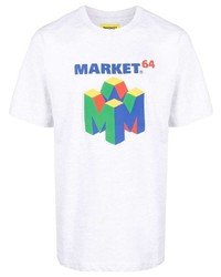 Мужская серая футболка с круглым вырезом с принтом от MARKET